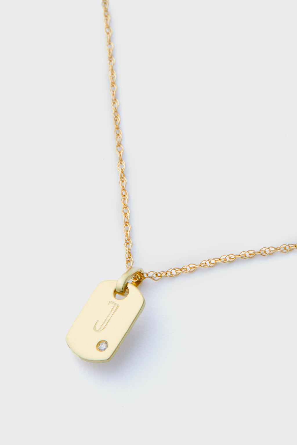 14k Gold Diamond Dog Tag Charm